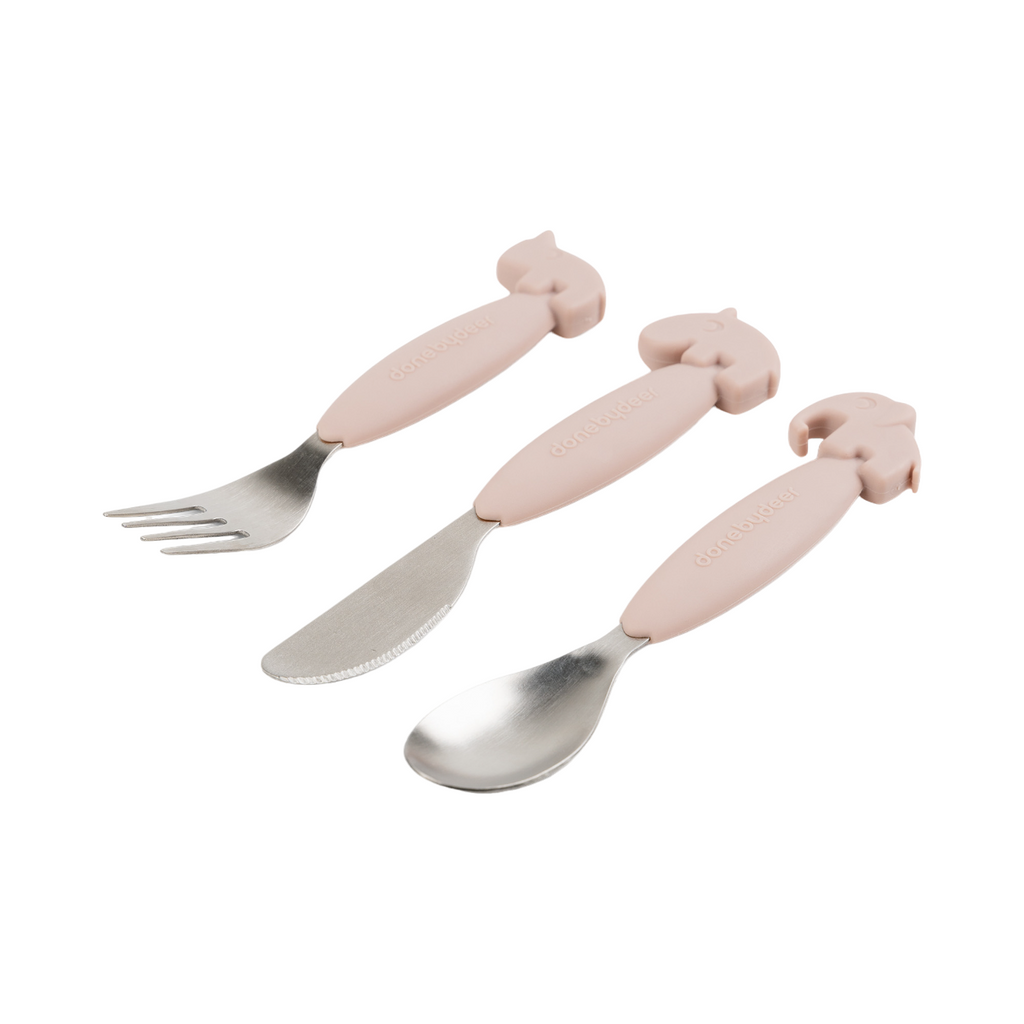 Deer Friends Easy-Grip Cutlery Set | Powder Pink